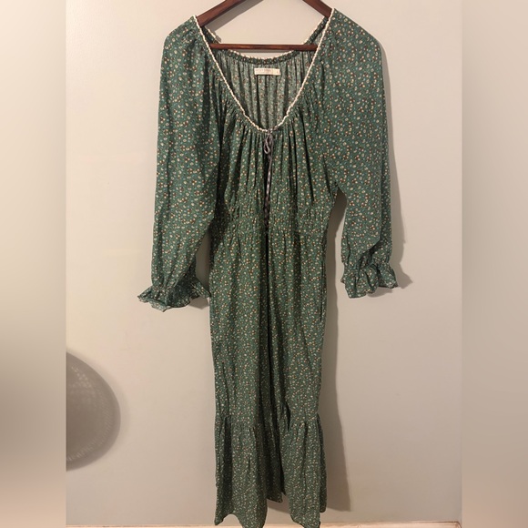 Christy Dawn Raquel Green acorn forest Floral dress large - Picture 3 of 9